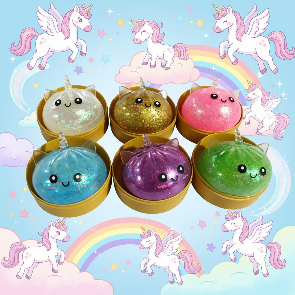 SquishyCloud Glitter Unicorn Buns