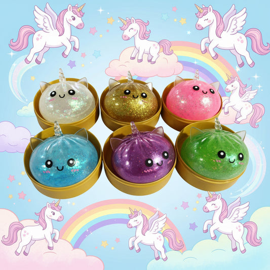 SquishyCloud Glitter Unicorn Buns